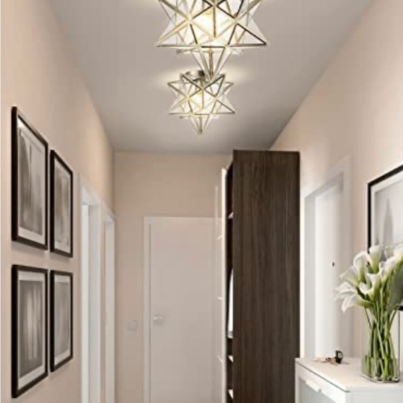 JONATHAN Y JYL9035E Stella 12" Moravian Star Metal/Glass LED Flush Mount, - Picture 3 of 6